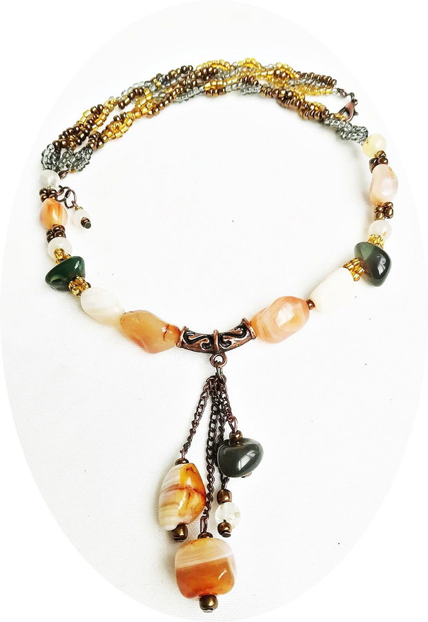 colier de toamna antichizat cu agate