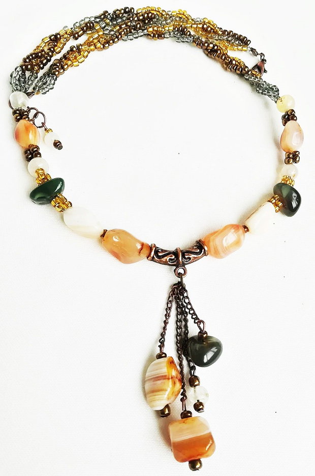 colier de toamna antichizat cu agate