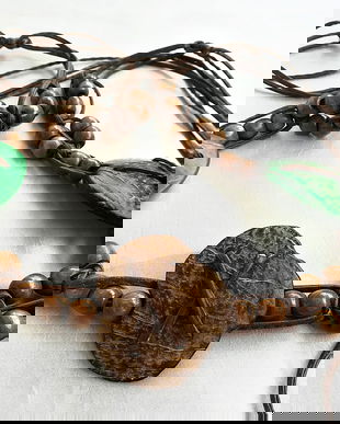 cordon impletit cu margele de lemn si cocos