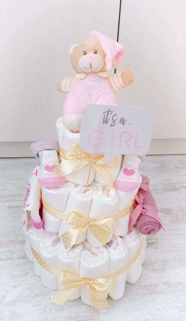 Tort scutece fetita ursulet roz