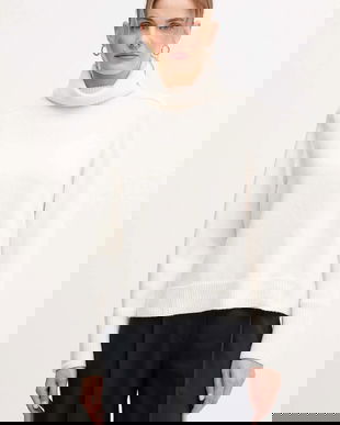 Joop! pulover din amestec de lână culoarea bej, cu guler, 30049417