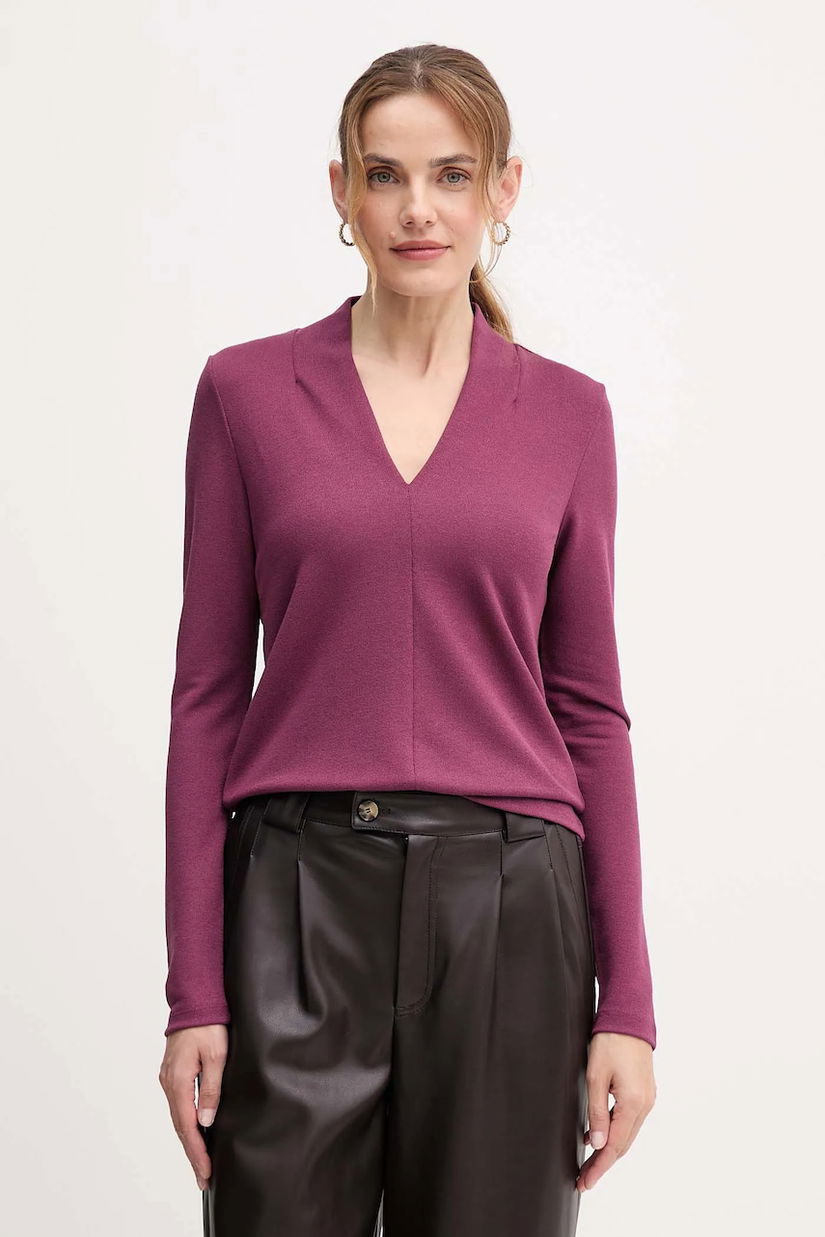 United Colors of Benetton bluză culoarea violet, uni, 31NLD401X