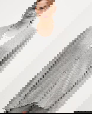 United Colors of Benetton cardigan din amestec de lână culoarea gri, 126WD604Z