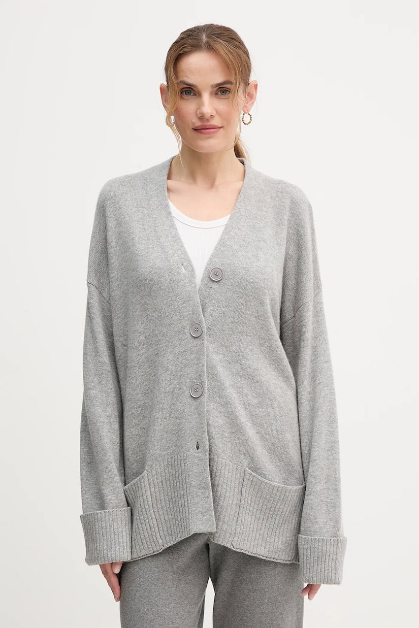 United Colors of Benetton cardigan din amestec de lână culoarea gri, 126WD604Z