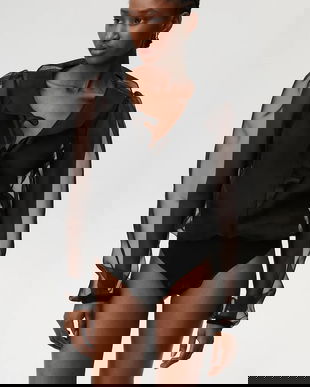 Undress Code body cu mătase Thong culoarea negru, uni, 1025