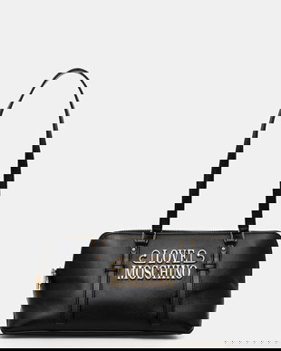 Love Moschino poșetă de piele culoarea negru, JC4332PP0NK1300A