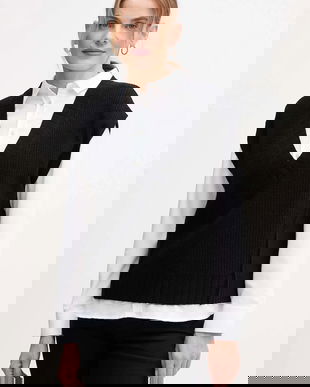 United Colors of Benetton vestă din amestec de lână culoarea negru, 126WD4033