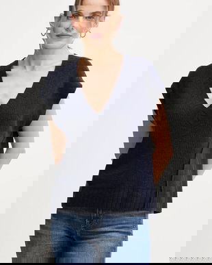 United Colors of Benetton vestă din amestec de lână culoarea bleumarin, 126WD4033