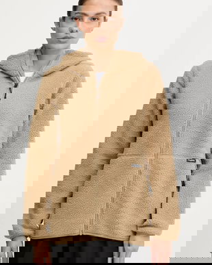 Haglöfs hanorac fleece Funäs culoarea verde, cu glugă, uni, 607818