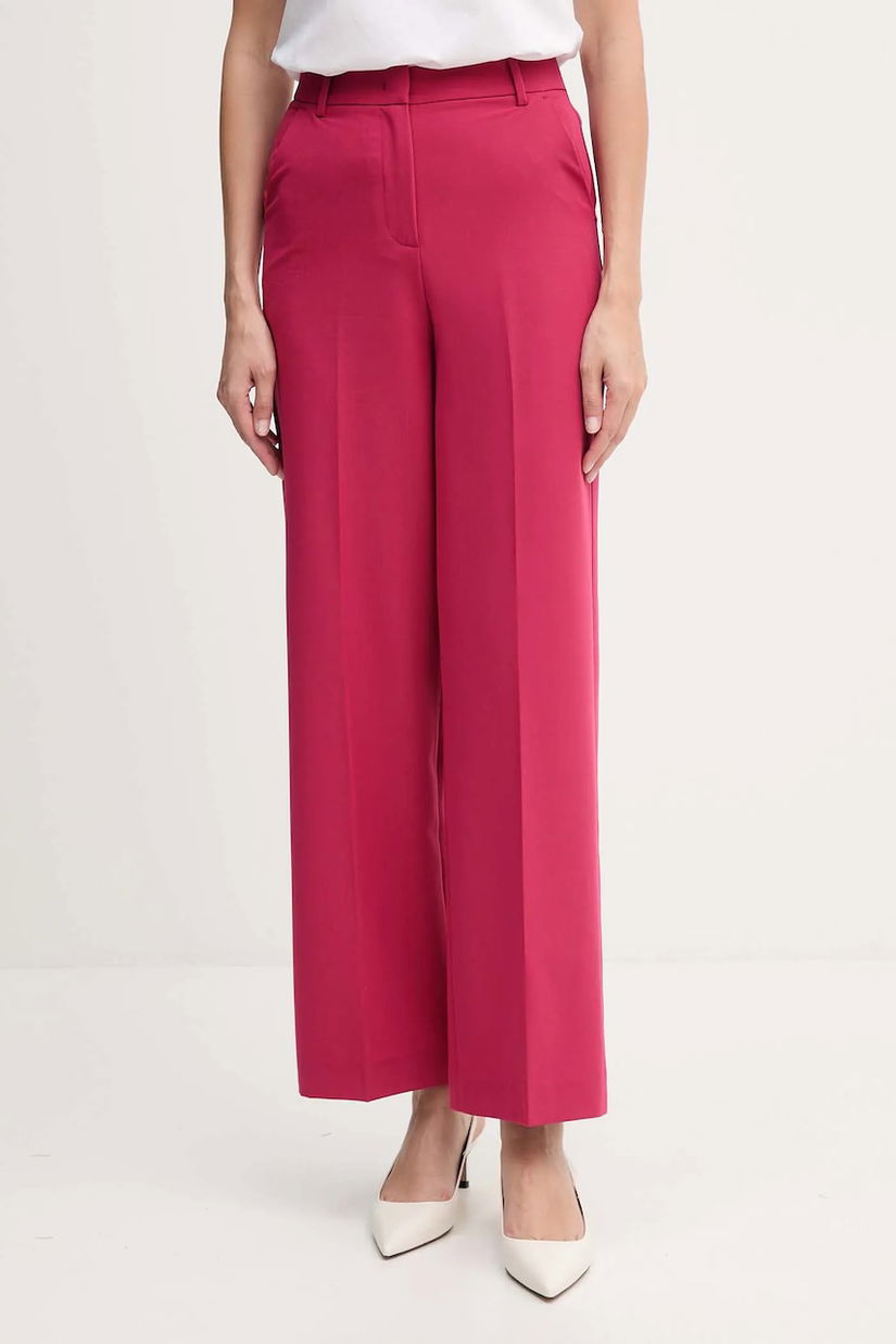 United Colors of Benetton pantaloni culoarea gri, drept, high waist, 4R4CDF08H