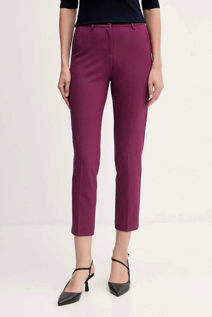 United Colors of Benetton pantaloni culoarea bleumarin, drept, high waist, 4L4H557R4