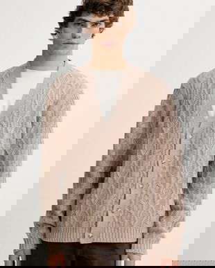 Levi's cardigan din amestec de lână culoarea bej, 003B5