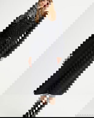 Levi's rochie jeans culoarea negru, midi, evazați, 004H3