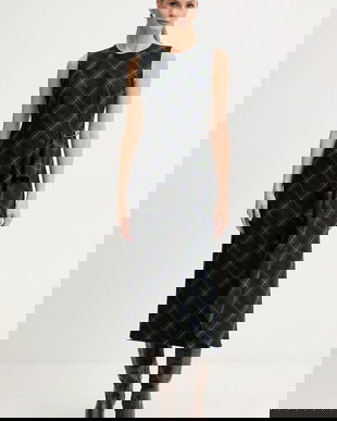 Luisa Spagnoli rochie cu lână culoarea bleumarin, midi, evazați, 542289