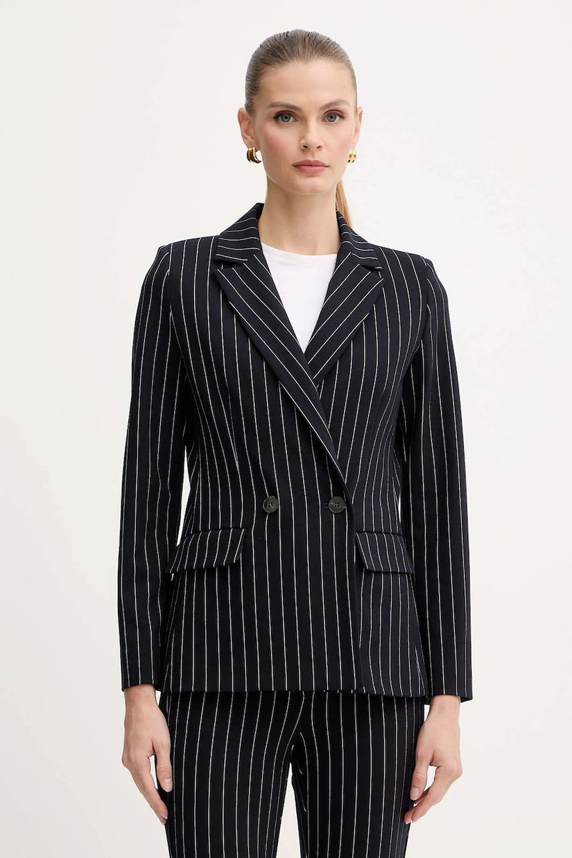 Marella sacou Emme by Marella culoarea bleumarin, cu două rânduri de nasturi, cu imprimeu, 2525916062200