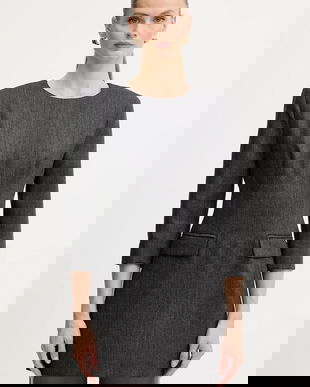 Marella rochie din lână culoarea gri, mini, evazați, 2523226112200