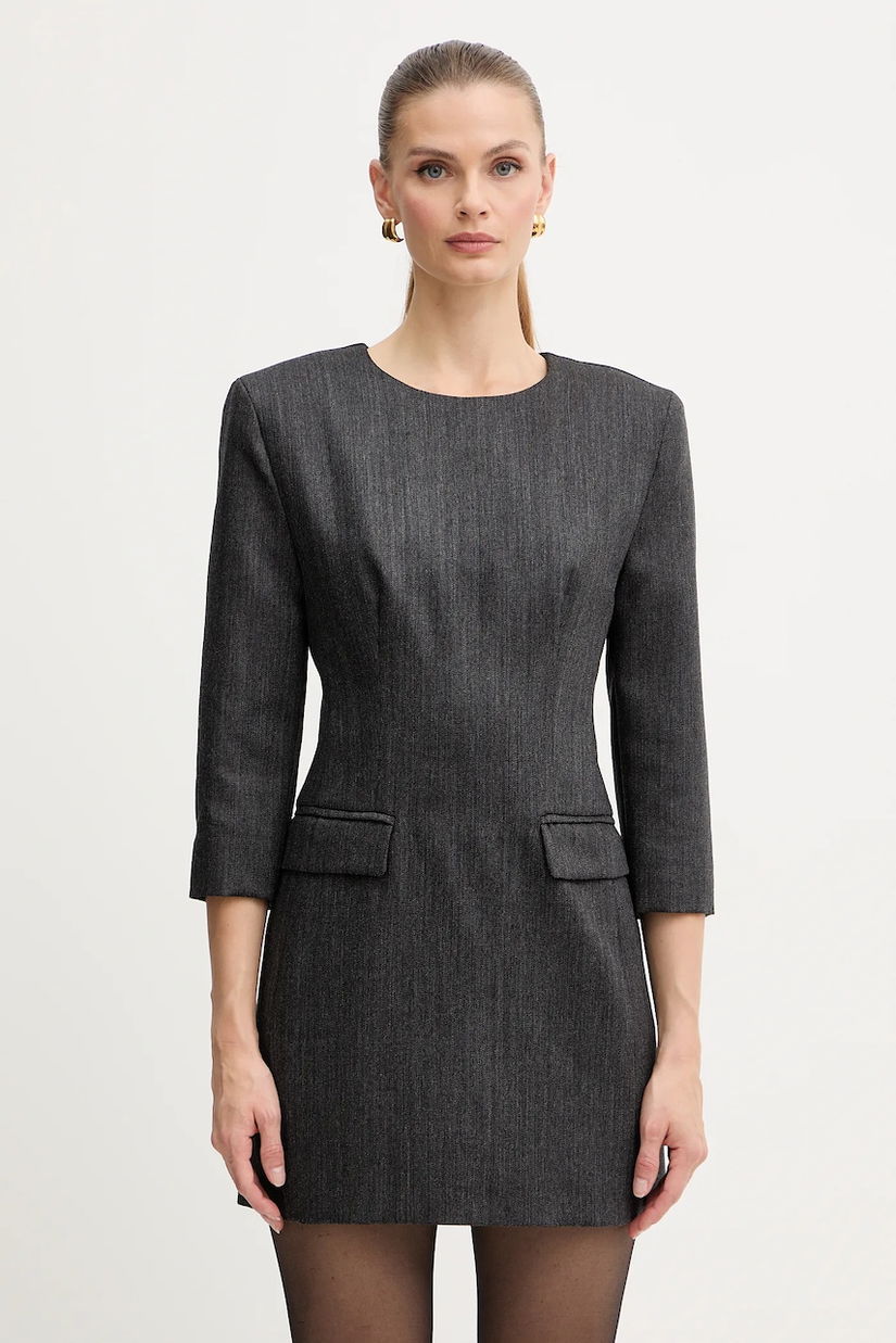 Marella rochie din lână culoarea gri, mini, evazați, 2523226112200