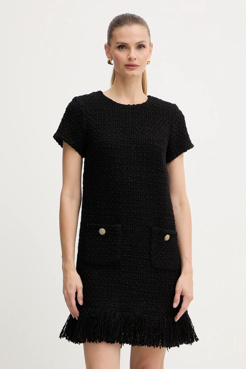 Luisa Spagnoli rochie cu lână culoarea negru, mini, drept, 542531