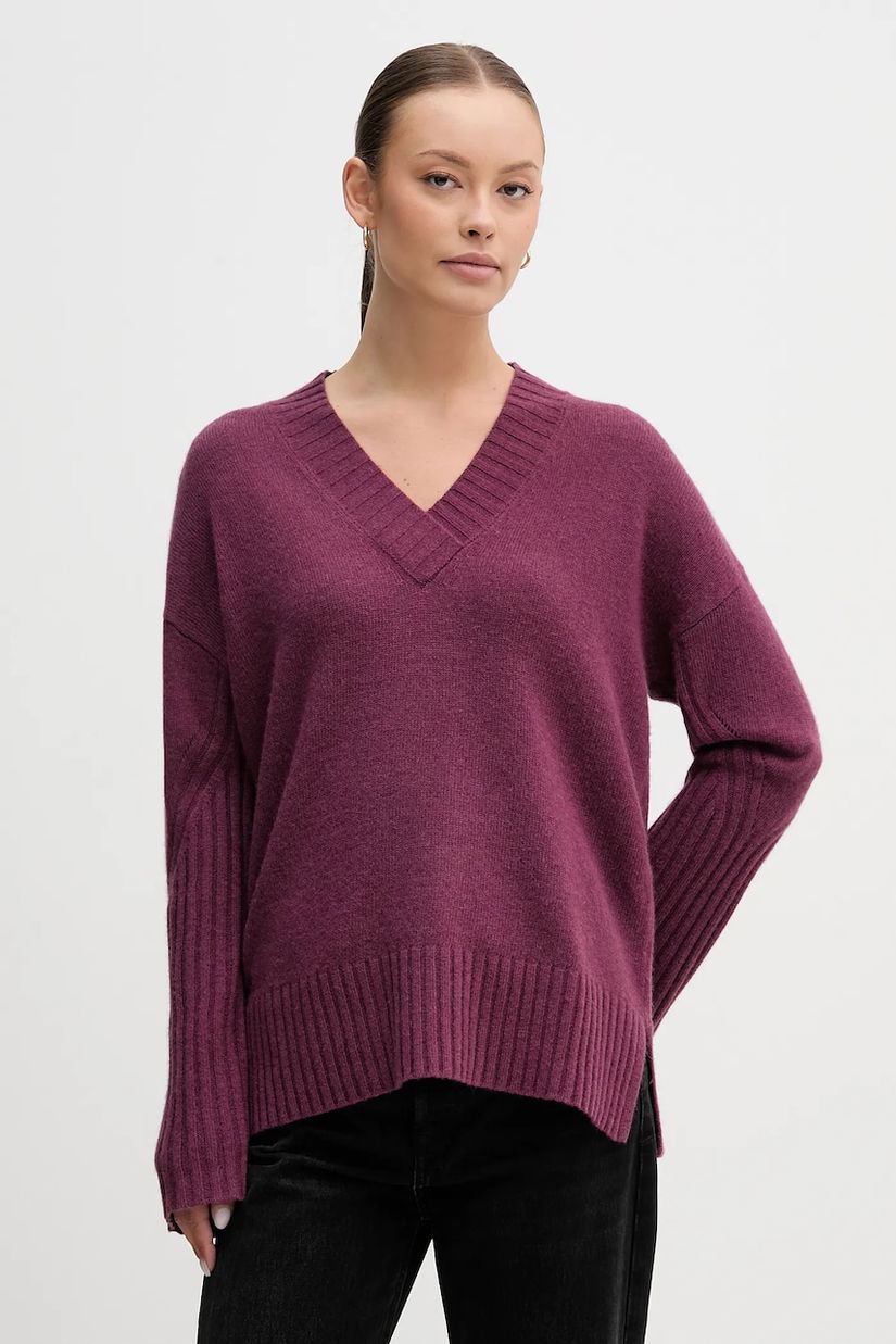 United Colors of Benetton pulover din amestec de lână culoarea violet, 1244D403A