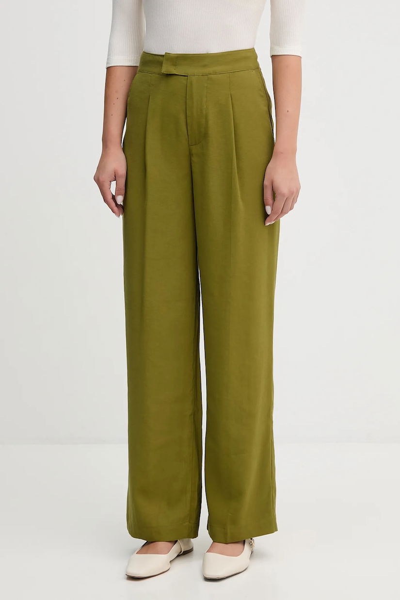United Colors of Benetton pantaloni culoarea verde, lat, high waist, 4K3ADF09Z