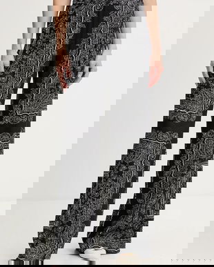 Marella pantaloni culoarea negru, lat, high waist, 2523136271200