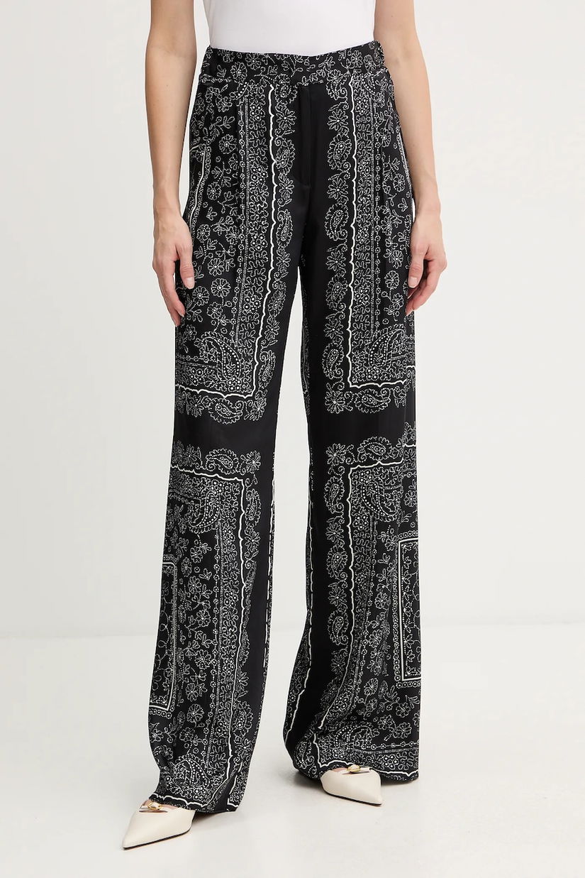 Marella pantaloni culoarea negru, lat, high waist, 2523136271200