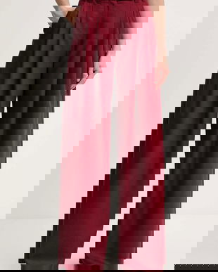 Marella pantaloni de lână culoarea bordo, lat, high waist, 2523136182200