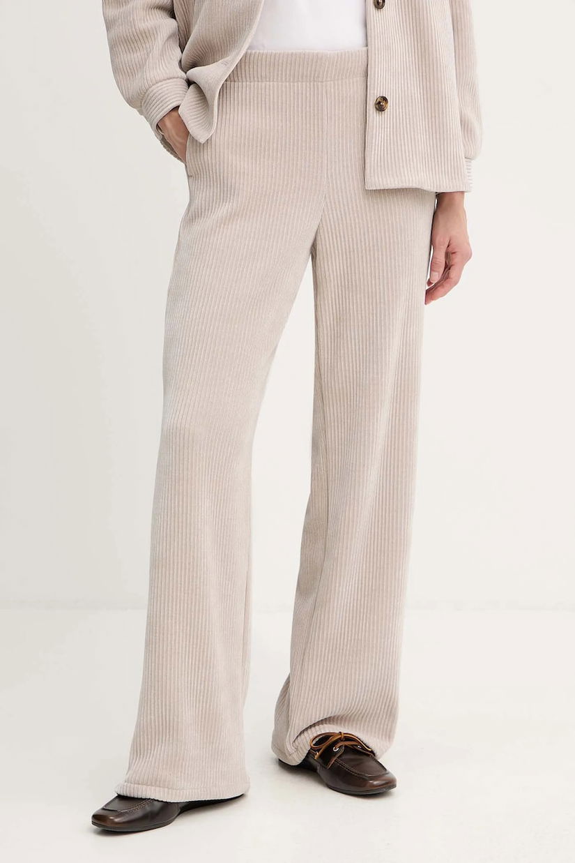 Marella pantaloni de catifea cord Emme by Marella culoarea bej, drept, high waist, 2525786012200