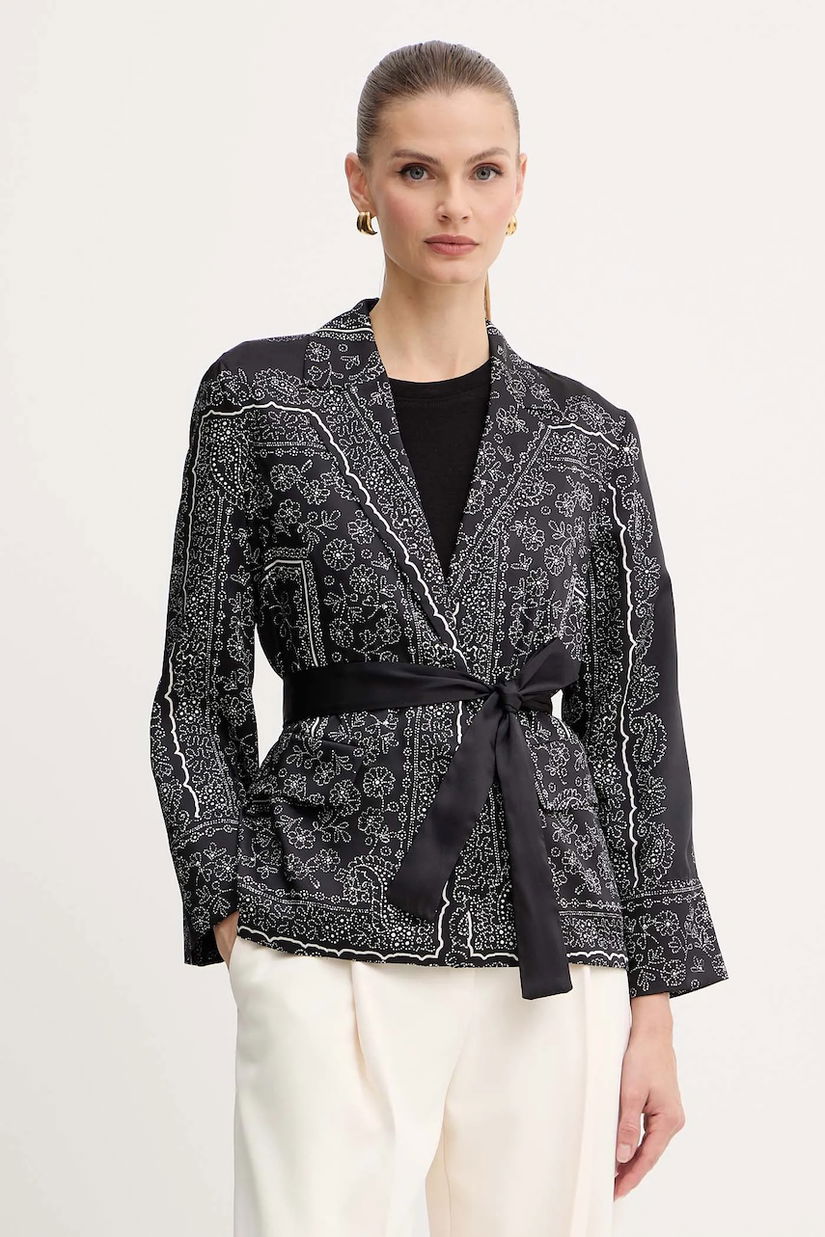 Marella cămadă culoarea negru, cu guler clasic, regular, 2523046221200