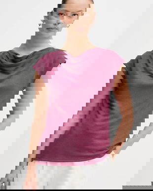 United Colors of Benetton bluză culoarea violet, uni, 31NLD10AS