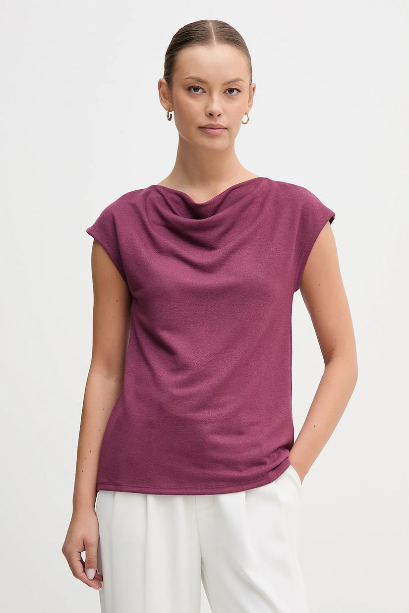 United Colors of Benetton bluză culoarea violet, uni, 31NLD10AS