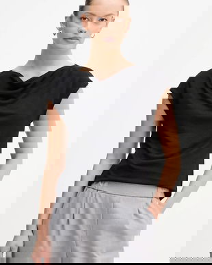 United Colors of Benetton bluză culoarea negru, uni, 31NLD10AS