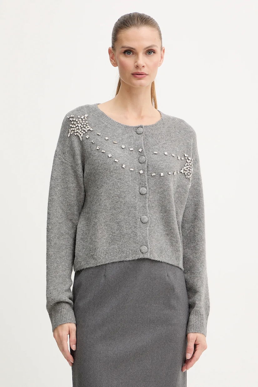 Fracomina cardigan din amestec de lână culoarea gri, FS25WT8002K560R9