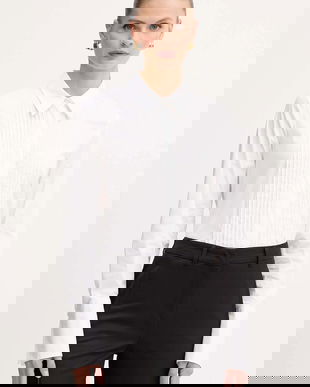 Marella cămadă culoarea alb, cu guler clasic, regular, 2523116031200