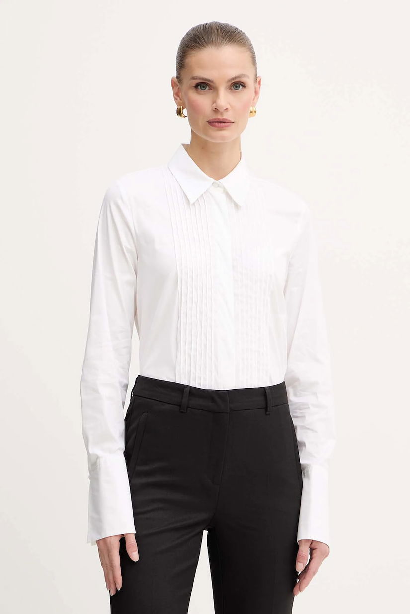 Marella cămadă culoarea alb, cu guler clasic, regular, 2523116031200