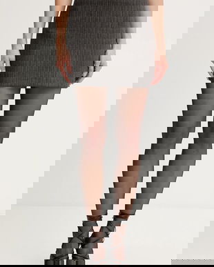 Marella fustă de lână culoarea gri, mini, creion, 2523106112200