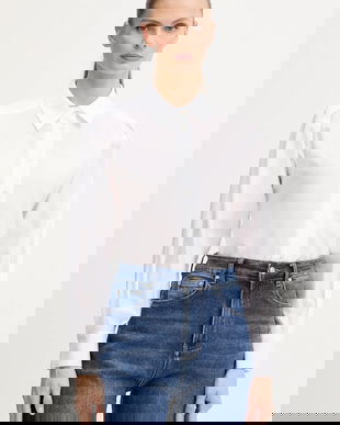 Marella cămadă culoarea alb, cu guler clasic, regular, 2523116022200