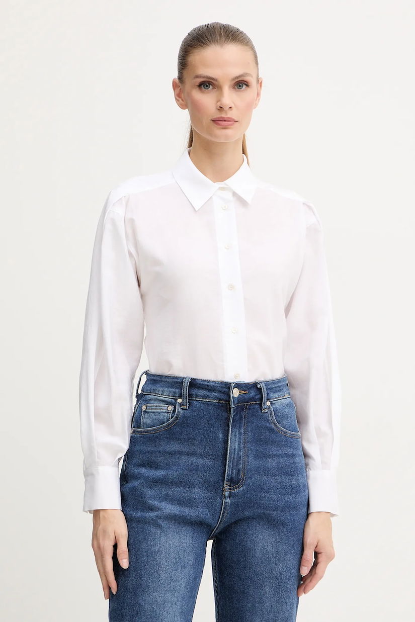 Marella cămadă culoarea alb, cu guler clasic, regular, 2523116022200