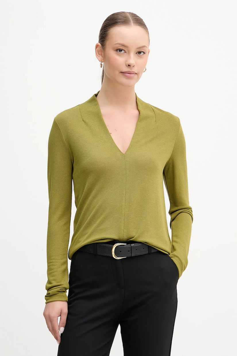 United Colors of Benetton bluză culoarea verde, uni, 31NLD401X