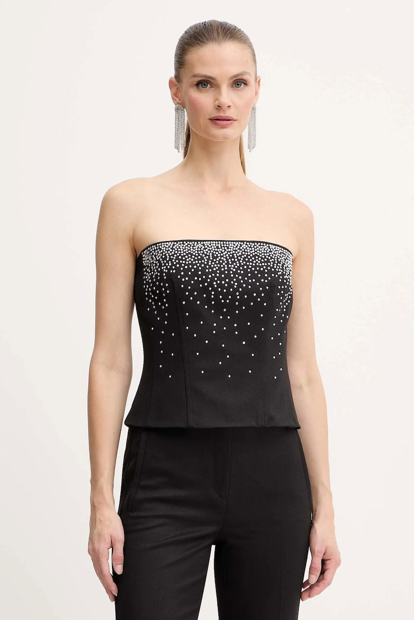 Marella bluză culoarea negru, cu imprimeu, 2523166062200
