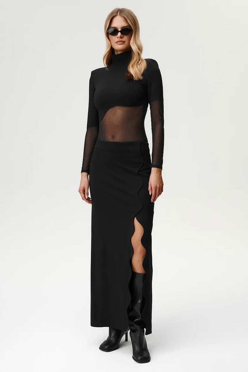 Undress Code fustă culoarea negru, maxi, drept, 1059