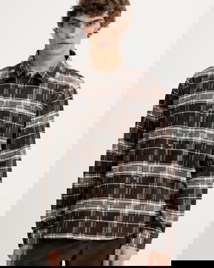 Les Deux cămadă din bumbac Lennon culoarea verde, cu guler clasic, regular, 1000546