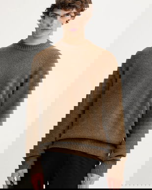 Les Deux pulover din amestec de lână Gilbert culoarea maro, călduros, 1000555