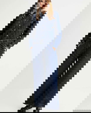 G-Star salopetă jeans culoarea bleumarin, cu guler, D26877.E090