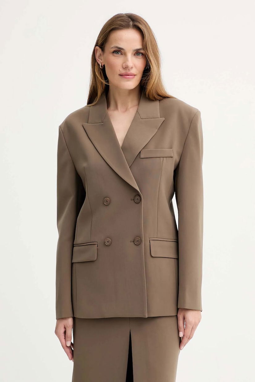 ISABELLE BLANCHE sacou culoarea verde, cu două rânduri de nasturi, uni, IS25FW-J049-T001