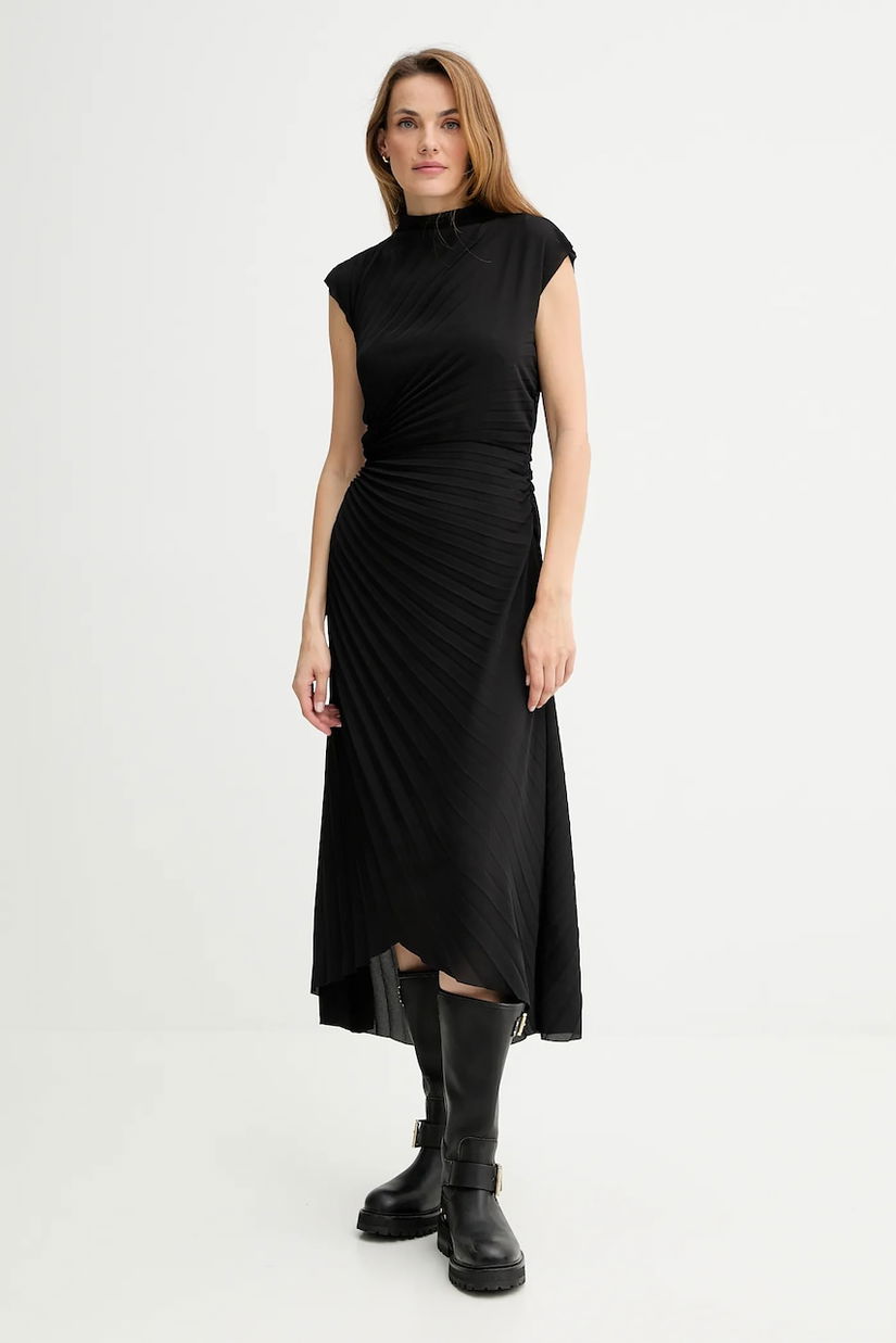 AllSaints rochie RAYANNA culoarea negru, midi, evazați, W017DD
