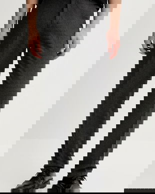 Les Deux pantaloni cu lână Como culoarea gri, drept, 1000411