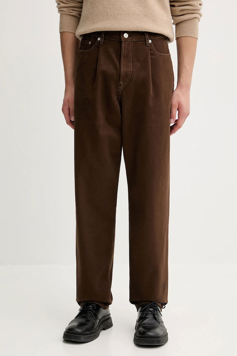 PS Paul Smith pantaloni de bumbac culoarea maro, drept, M2R-850Z-T22475