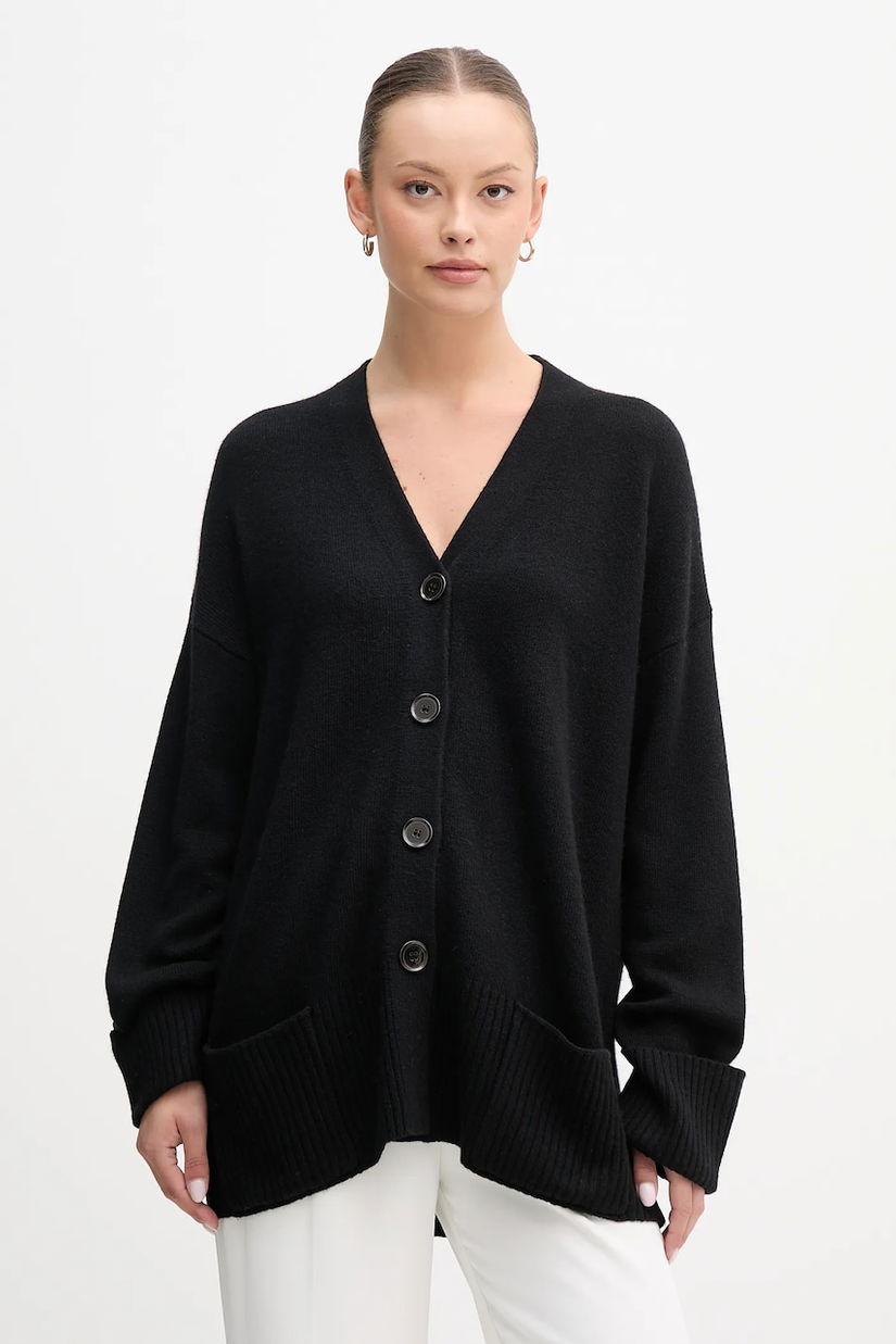 United Colors of Benetton cardigan din amestec de lână culoarea negru, 126WD604Z