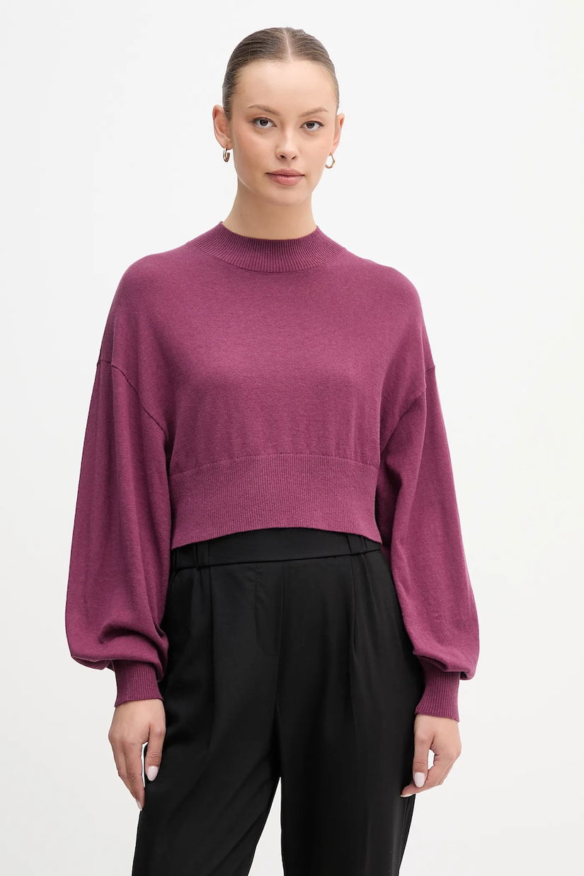 United Colors of Benetton pulover din amestec de lână culoarea violet, light, cu turtleneck, 1Y6SD2041
